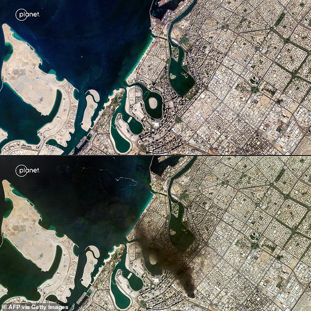 Satellite images show the devastation of Iranian strikes on an industrial area in Dubai