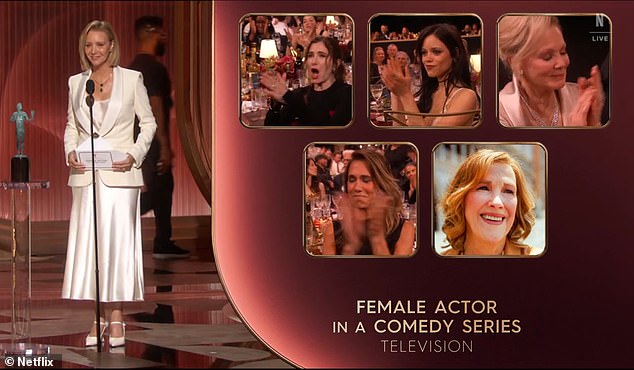 She beat out an impressive field including: Kathryn Hahn - The Studio, Jenna Ortega - Wednesday, Jean Smart - Hacks, and Kristen Wiig - Palm Royale