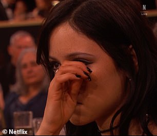 Wednesday actress Ortega who was seen wiping a tear