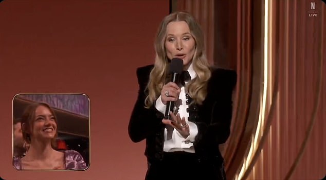 Bell burst into song as she called out Marilyn Monroe, Emma Stone, Vin Diesel and more stars who use stage names while accompanied by a trio of backup singers and a band