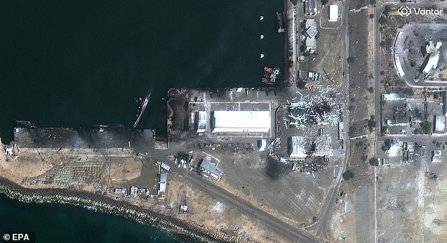 Satellite imagery shows the desctruction of cruise missile storage facilities and bunkers at Konarak base