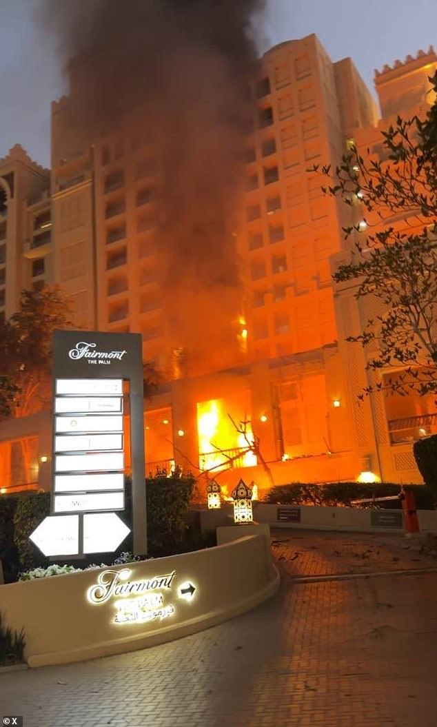 The Fairmont Palm hotel in Dubai was hit over the weekend as tourist areas were targetted by Iran