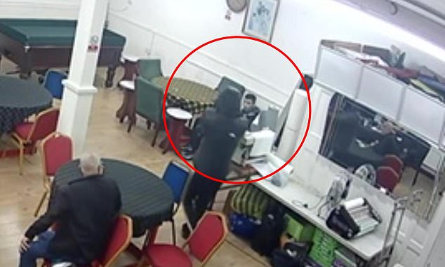 CCTV footage shows the moment a hooded Ali Danish Syed walks into a sleepy Turkish social cafe in Tottenham, north London, and holds a gun up at Talip Guzel before firing a shot