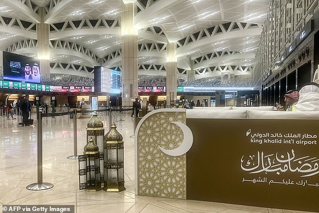 An empty terminal at Riyadh's King Khalid International Airport yesterday. Earlier today, Saudi Arabia's defence ministry confirmed two drones were intercepted and destroyed