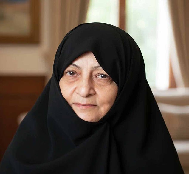 Al Jazeera reported that Mansoureh Khojasteh Bagherzadeh (pictured) died two days after her husband, Ayatollah Ali Khamenei, was killed in his compound in Tehran