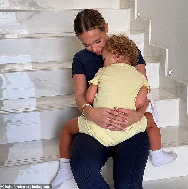 The former TOWIE star also shared a snap of herself at home, with the family recently residing in their basement