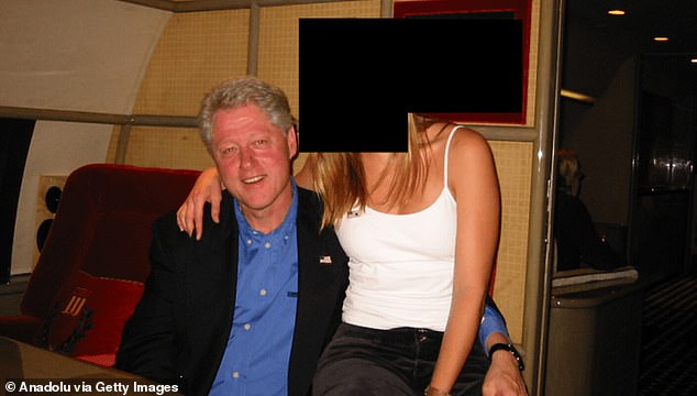 Former president Bill Clinton and an unidentified woman are seen in this image from the Epstein files