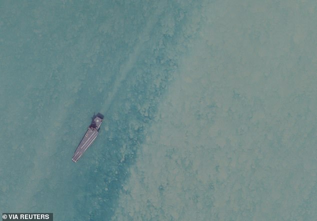 Satellite image shows the Shahid Bagheri off the coast of Bandar Abbas, Iran,
