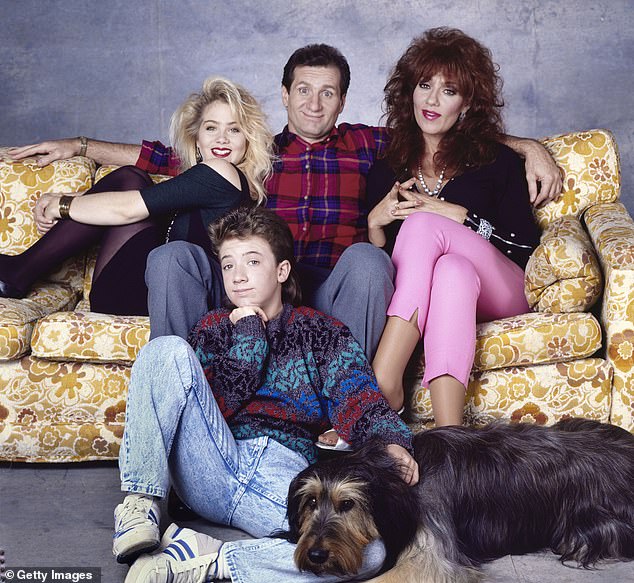 Married With Children actors Applegate, David Faustino, Ed O'Nell and Katy Saga in 1988