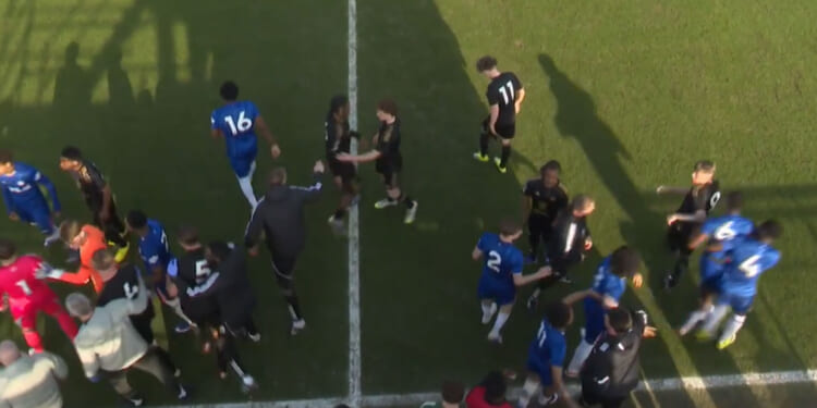 Chelsea U18s clash descends into huge touchline brawl as match stopped with coaches and staff intervening