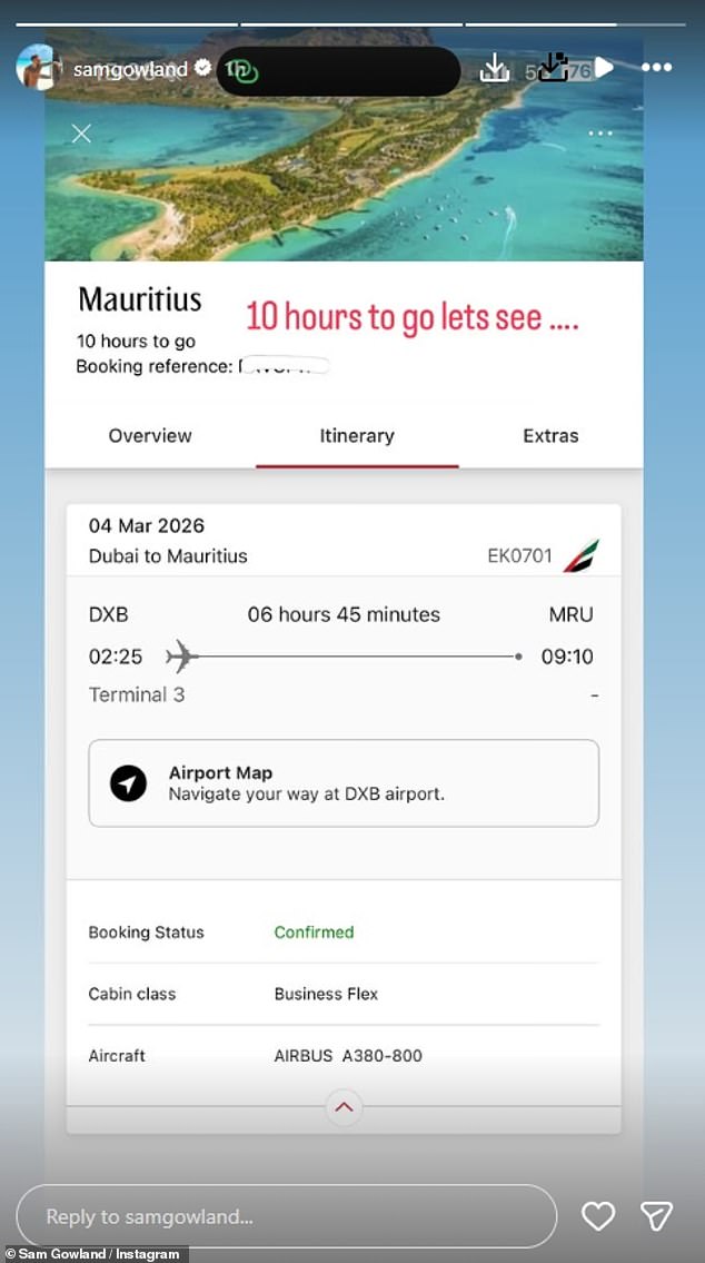 He shared an image of his plane ticket and revealed he was hoping to jet away
