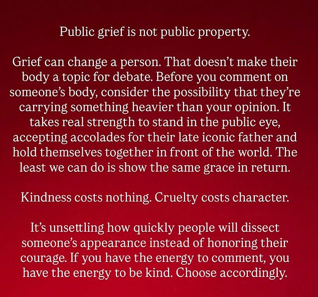 On Monday Kelly shared a post by Aerosmith star Steve Tyler's daughter Mia Tyler, 47, who threw her support behind Kelly with an impassioned message alongside the caption: 'How hard is it to not be a d**k?'