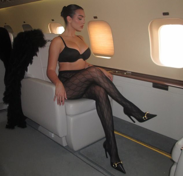 Rodriguez shared the above image last week on the private jet during a trip to Milan