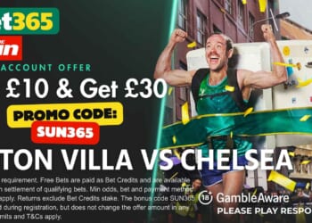 Score £30 bonus for Aston Villa vs Chelsea