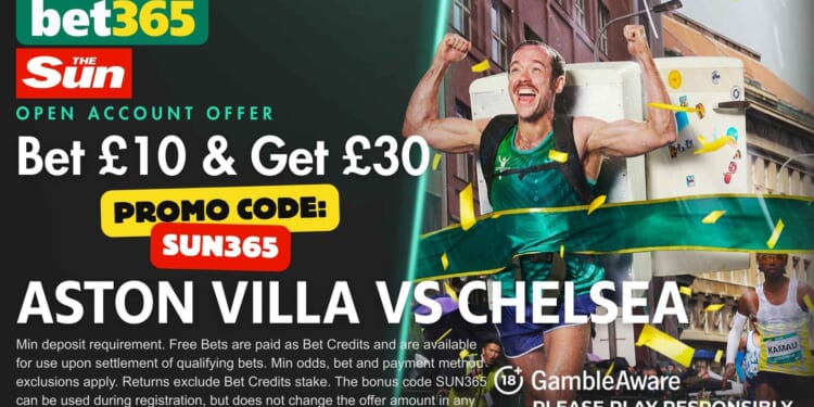Score £30 bonus for Aston Villa vs Chelsea