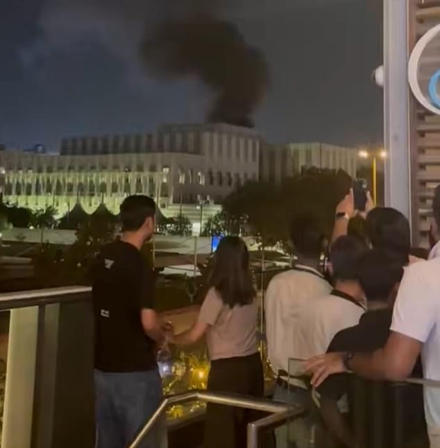 Videos posted to social media on Tuesday evening shows a huge plume of smoke rising from Strikes on US Embassy in Dubai