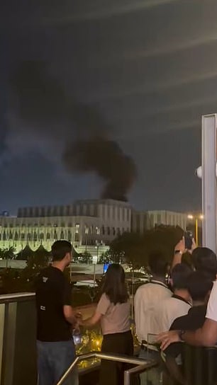 Smoke billowed from the building