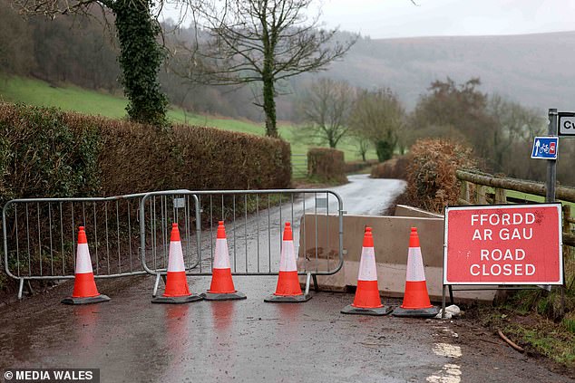The damaged road in Monmouthshire. Monmouthshire County Council have so far failed to fix the road and in there most recent update, published nearly two weeks ago, the council said the road remained 'extremely unsafe'