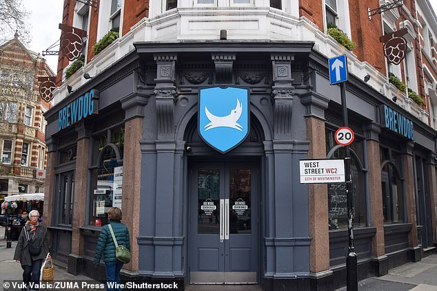 A BrewDog pub in Cambridge Circus, Soho - among the 38 bars that have been closed with immediate effect
