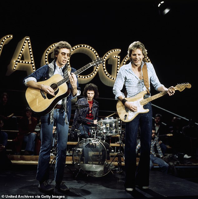 The trio moved from America to London in 1965 and enjoyed instant success with Make It Easy On Yourself, their version of the Burt Bacharach song topping the charts (pictured in 1975)