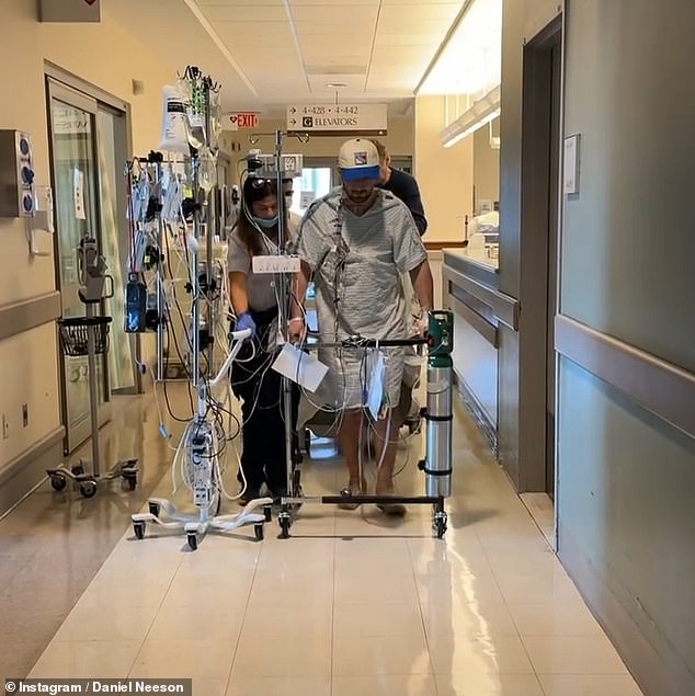 One of the videos showed Daniel learning how to walk again following the operation