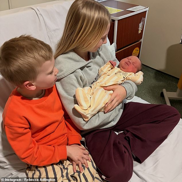 Rebecca shared she'd paid tribute to her late grandmother by naming her daughter after her with the middle name Joy (Thea is pictured with Rebecca's daughter Summer and son Albie)