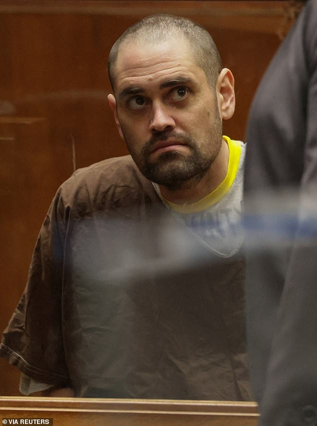 The 32-year-old looked gaunt as he sat hunched over in Los Angeles County Superior Court on February 23, wearing brown prison garb