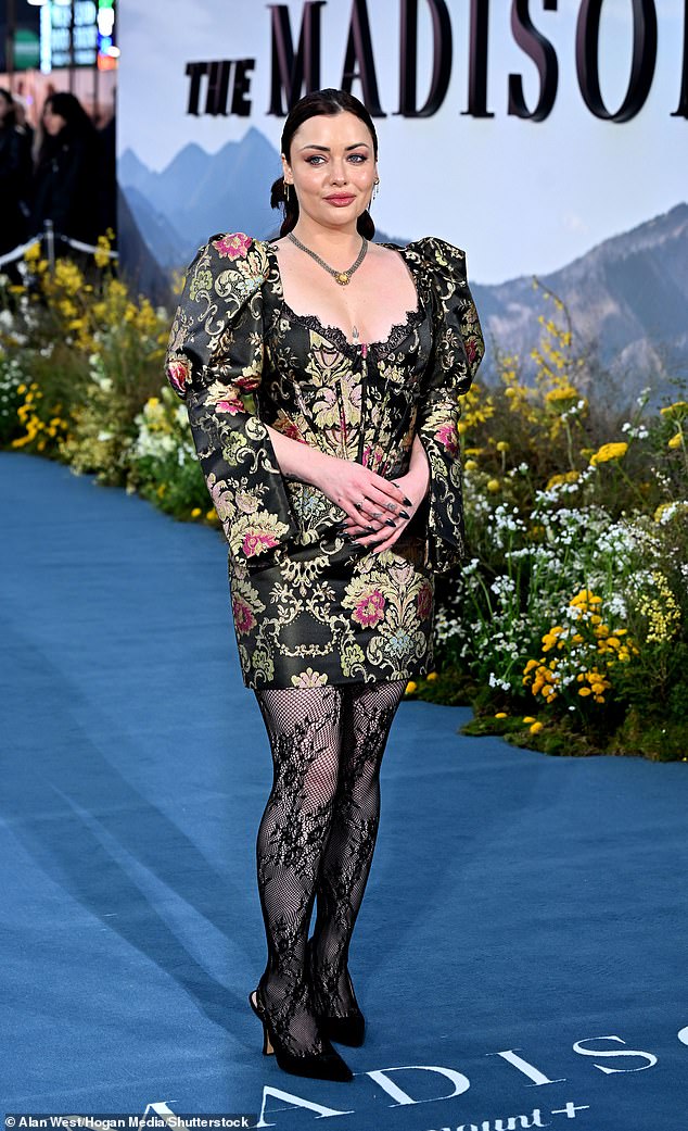 EastEnders actress Shona McGarty put on a stylish display in a mini dress and fishnet tights