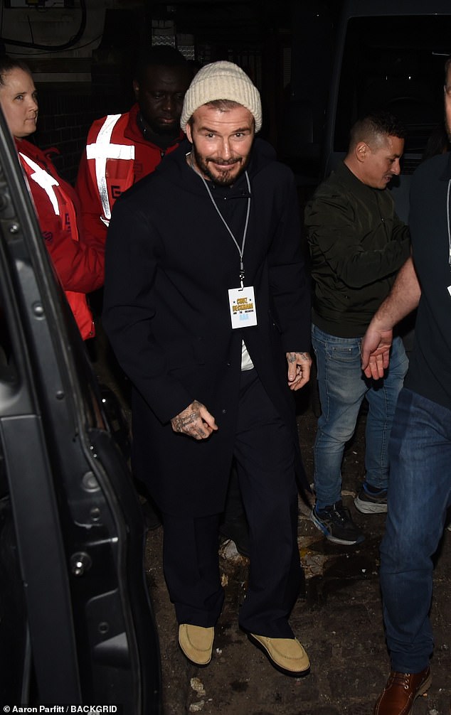 David Beckham was every inch the proud father as he left his youngest son Cruz's Manchester show on Wednesday