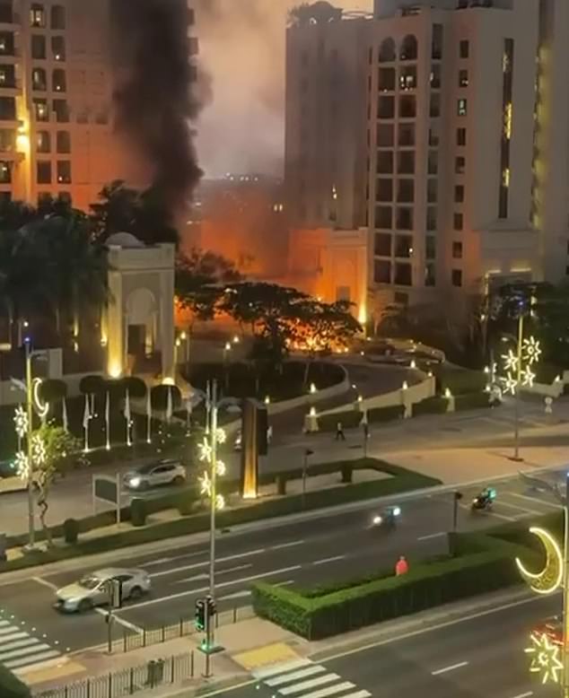 The UAE government has cracked down on anyone reposting genuine footage of the first of the attacks on Saturday, which included drones or debris causing damage at the five-star Fairmont Hotel on the Palm Jumeirah in Dubai