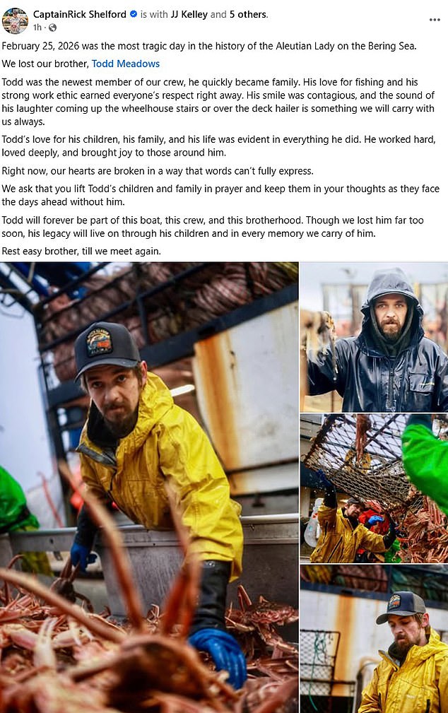 The star of the Discovery Channel reality show Captain Rick Shelford made the sad announcement on his Facebook page on Monday morning