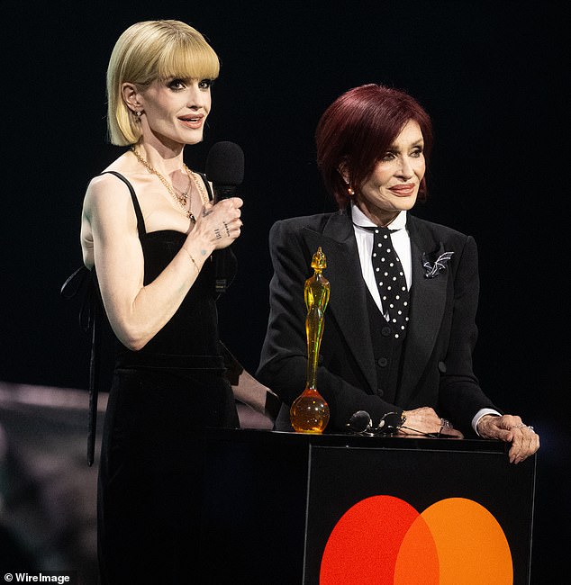 She took to her Instagram stories to share the post after hitting back at those who have criticized her body during the 'hardest time of her life'; seen with mom Sharon at 2026 BRIT Awards