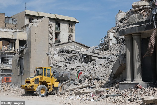 A government site heavily destroyed very close to Revolution Square by Israel and U.S. during Operation Epic Fury on March 4, 2026 in Tehran, Iran