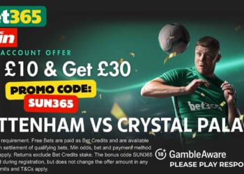 Get £30 bonus for Tottenham vs Crystal Palace