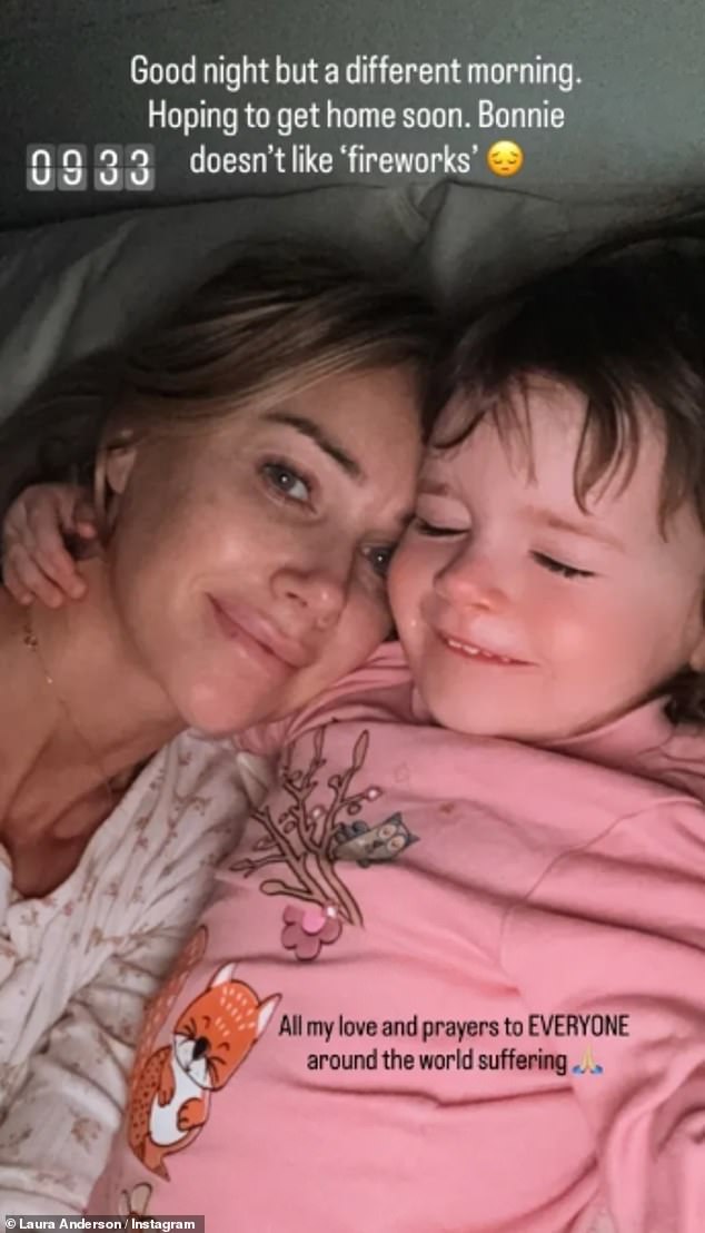 Laura Anderson has said she is praying for 'safe skies' as she has managed to get a flight to Edinburgh out of Dubai amid the escalating conflict in the Middle East