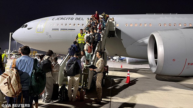 Spanish citizens were flown out of Oman on a military repatriation flight overnight.