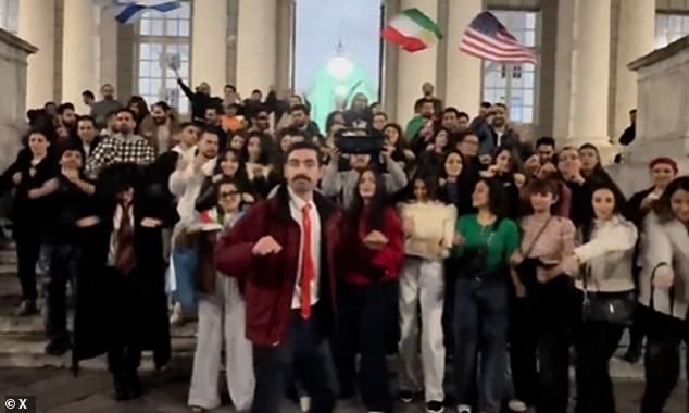 The videos shown on Jeremy Vine showed a jubilant crowd dancing on the street as they copied the 'Trump dance' in a social media posted clip