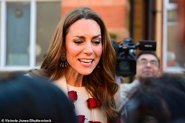 The Princess of Wales meets people during her royal away day to Leicester this afternoon
