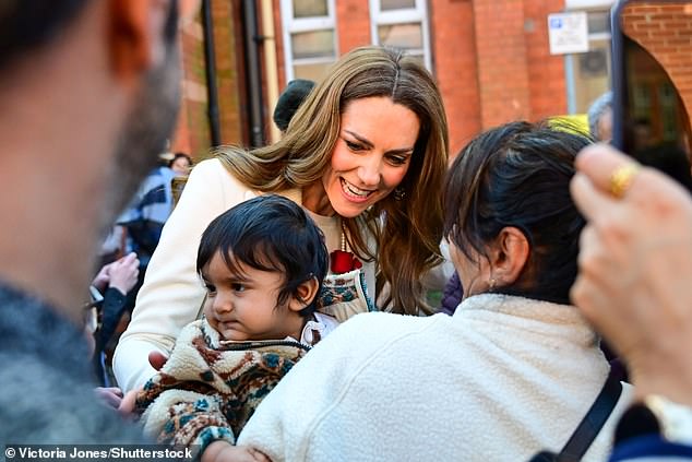 The Princess of Wales meets people during her royal away day to Leicester this afternoon