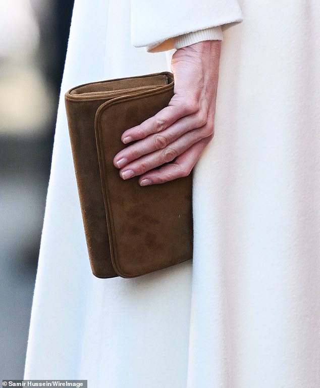 The Princess of Wales clutches a bag as she visits the Aakash Odedra Company today