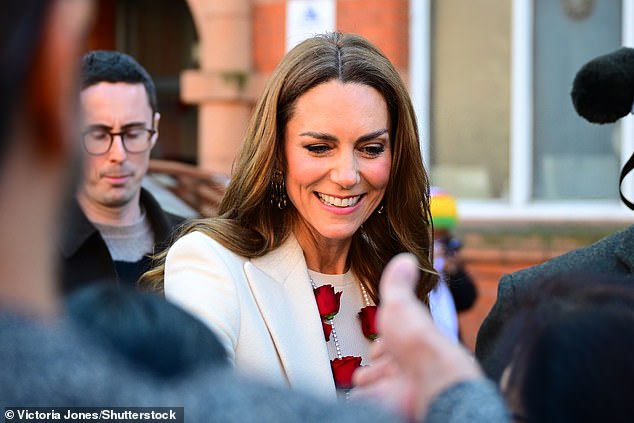 The Princess of Wales meets people during her royal away day to Leicester this afternoon