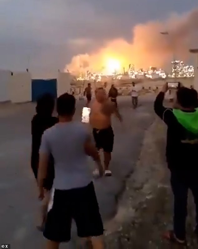 Footage from the region showed at least two large towers of smoke rising through the air