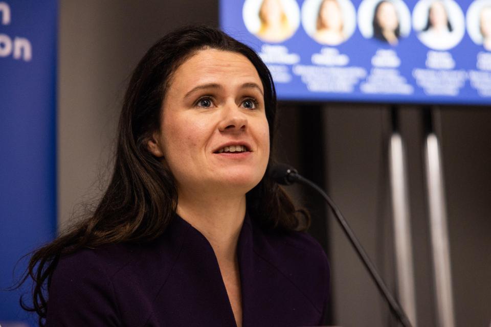 Joani Reid, MP for East Kilbride & Strathaven, speaking at an event on Violence Against Women and Girls (VAWG) at the Labour Party Conference.