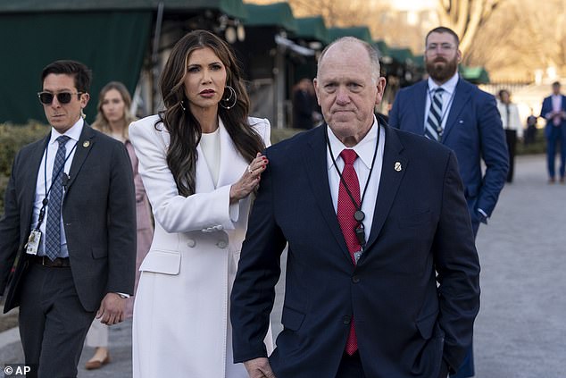 Noem and Tom Homan (right) have been at odds on how to enforce immigration policy, according to sources