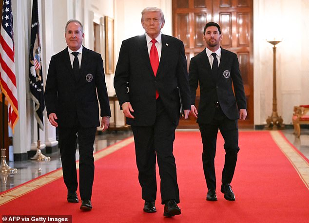 The soccer icon emerged for Inter Miami's MLS Cup ceremony alongside Trump on Thursday