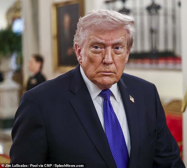 However, Sir Keir admitted that, despite the global crisis, he had not spoken to Donald Trump (pictured in the White House) for almost a week following their spectacular falling-out