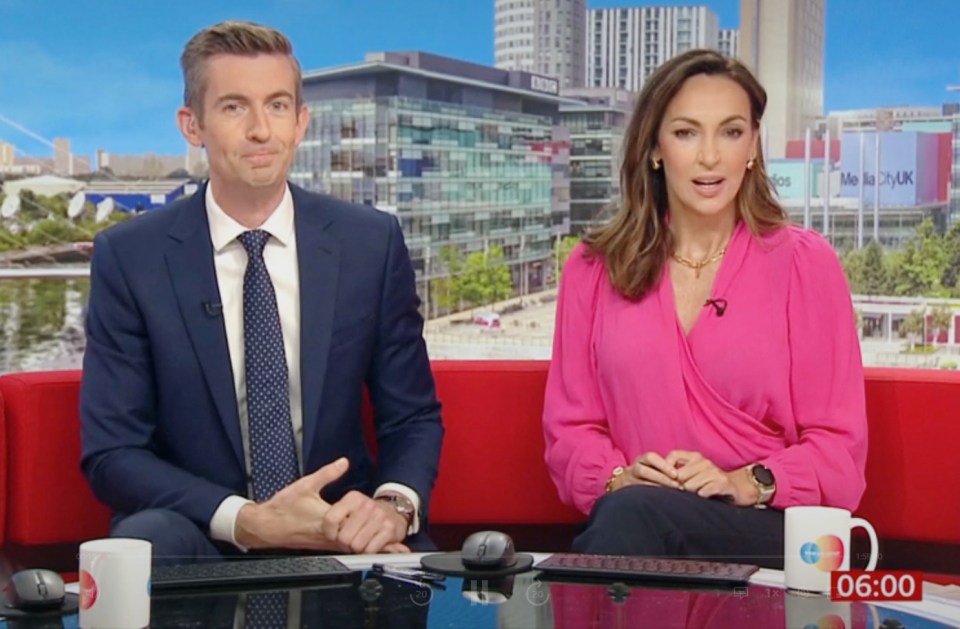 Ben Thompson and Sally Nugent presenting BBC Breakfast.