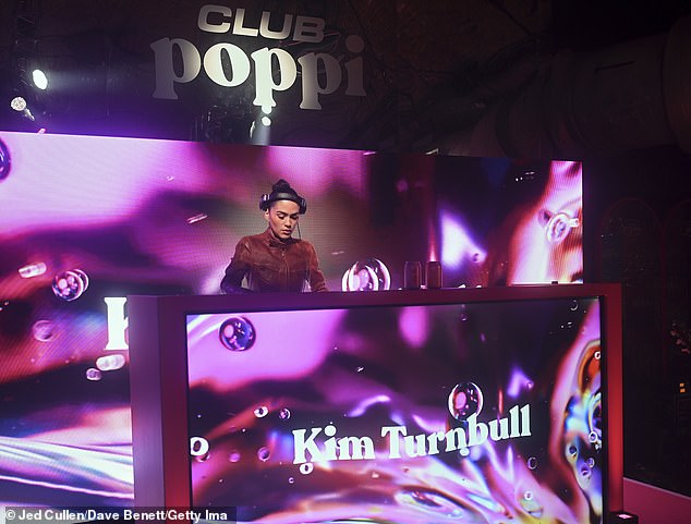 Romeo Beckham's model ex-girlfriend Mia Regan risked an awkward encounter with his current partner Kim Turnball (pictured) who was DJing at the event