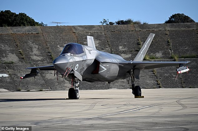 It marked the first time an RAF F-35 jet (pictured) has shot down a target during the conflict with Iran