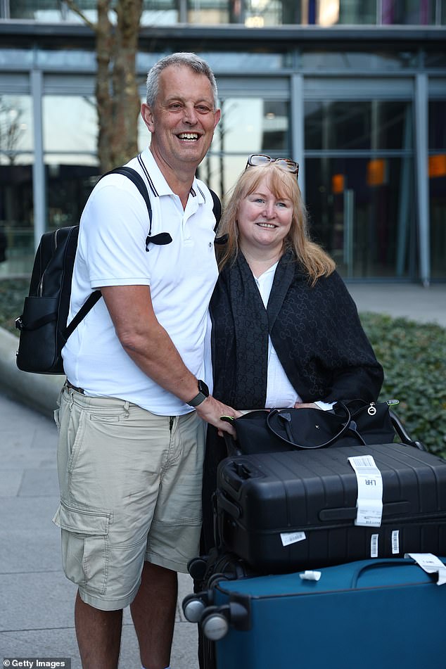 Another couple Sarah Short, 54, and her husband Ed, 58, were on holiday in Dubai when the war broke out on Saturday. Self-employed consultants Mrs and Mr Short were able to board a flight home arriving at Heathrow airport on Thursday morning, where were surprised by their family